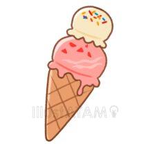 2段のアイスクリーム（バニラ・ストロベリー）