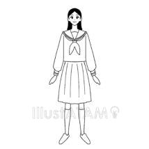 8頭身の女の子（線画）