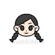 おさげの髪型（黒髪）