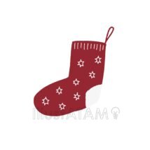 おしゃれなかわいいクリスマスの靴下,おしゃれなクリスマス,クリスマス,クリスマス靴下のイラスト素材