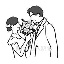 おしゃれなウェディング（線画）