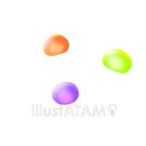 おしゃれなカラフルなグミ（紫色・オレンジ色・黄緑色）