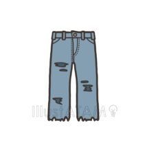 おしゃれなダメージジーンズ（淡色）,ジーンズ,ズボン,服のイラスト素材