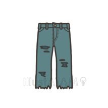 おしゃれなダメージジーンズ（濃色）,ジーンズ,ズボン,服のイラスト素材