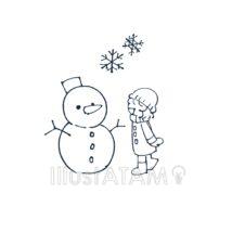 おしゃれな冬（雪だるまと女の子）