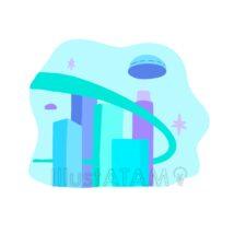 おしゃれな未来の都市