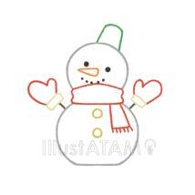 おしゃれな簡単な雪だるま（赤色）