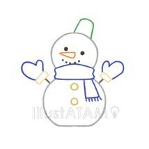 おしゃれな簡単な雪だるま（青色）