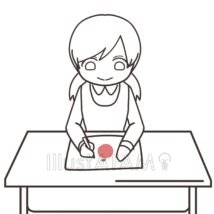 お絵かきする女の子,お絵かき,保育園,勉強,女の子,子供,教室の机,机,遊びのイラスト素材