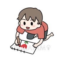 お絵かきする子供,お絵かき,クレヨン,スケッチブック,子供,男の子,遊びのイラスト素材
