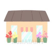 お花屋,お店,かわいい,建物,植物,花,花屋,花束のイラスト素材