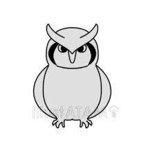 かっこいい簡単なフクロウ,かっこいい,フクロウ,白黒,鳥のイラスト素材