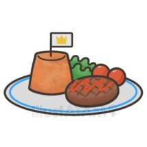 かわいいお子様ランチ（ハンバーグ）,お子様ランチ,かわいいのイラスト素材