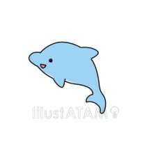 かわいいゆるい海の生き物（イルカ）,イルカ,かわいい海の生き物,ゆるい海の生き物,動物,水族館,海の生き物のイラスト素材