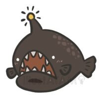 かわいいゆるい深海魚,かわいい海の生き物,かわいい魚,ゆるい海の生き物,ゆるい魚,海の生き物,魚のイラスト素材