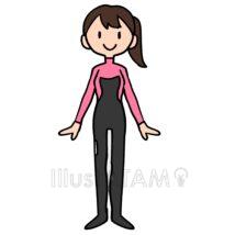 かわいいウェットスーツを着た女性