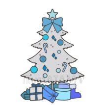 かわいいクリスマスツリー（青色）