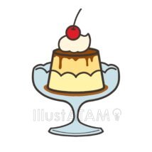 かわいいプリン（グラス）,スイーツ,デザート,プリン,レトロのイラスト素材