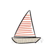 かわいいヨット（赤色・縞模様）