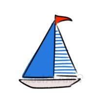 かわいいヨット（青色・縞模様）