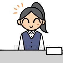 かわいい受付,かわいい,制服,受付,女性,接客,笑顔のイラスト素材