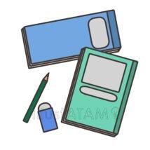 かわいい宿題（寒色系）,ノート,宿題,鉛筆のイラスト素材