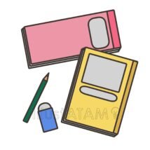 かわいい宿題（暖色系）,ノート,宿題,鉛筆のイラスト素材
