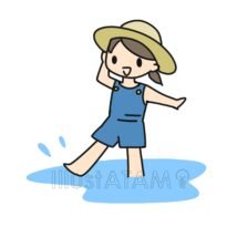 かわいい川遊び