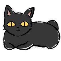 かわいい手書きの黒猫
