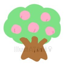 かわいい桃の木,木,果物,桃のイラスト素材