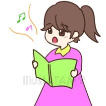 かわいい歌う,女の子,歌う,趣味,音楽,音符のイラスト素材