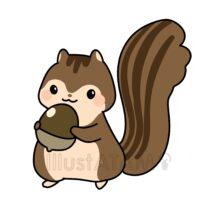 かわいい秋（どんぐりとリス）