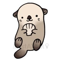 かわいい簡単なラッコ,ラッコ,動物,水族館,海の生き物,貝殻のイラスト素材