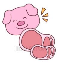 かわいい豚肉,かわいい豚,豚,豚肉のイラスト素材