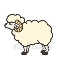 ひつじ（ツノあり・白）