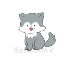 ゆるいかわいい狼,オオカミ,かわいいオオカミ,かわいい動物,ゆるいオオカミ,動物のイラスト素材