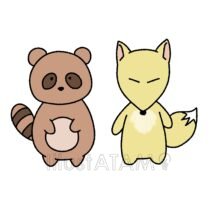 ゆるいたぬきときつね,キツネ,キャラクター,たぬき,ゆるいたぬき,ゆるい動物,動物のイラスト素材