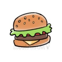 ゆるいハンバーガー,ハンバーガー,ゆるい食べ物,食べ物のイラスト素材