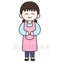 ゆるい保育園の先生,エプロン,保育園,先生,女性のイラスト素材