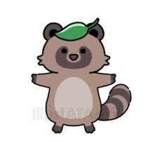 ゆるい化け狸,たぬき,ゆるいたぬき,動物,葉っぱのイラスト素材