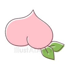 ゆるい桃,ゆるい,果物,桃のイラスト素材
