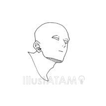 アオリの輪郭（斜め顔）