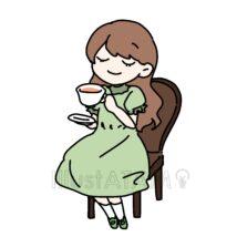 アフタヌーンティーをする女の子