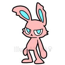 アメコミ風のかっこいいうさぎ（ピンク色）