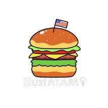 アメリカンハンバーガー,お子様ランチ,かわいい,ハンバーガー,ランチ,旗のイラスト素材