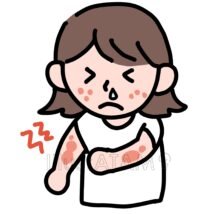 アレルギーの女の子（かゆみ）,アレルギー,女の子のイラスト素材