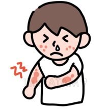 アレルギーの男の子（かゆみ）,アレルギー,男の子のイラスト素材