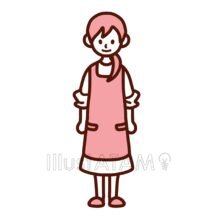 エプロン姿の母親,エプロン,女性,子育て,母親,立ち絵,笑顔のイラスト素材