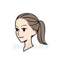 オールバックのポニーテール（茶髪）