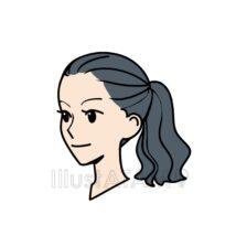 オールバックのポニーテール（黒髪）